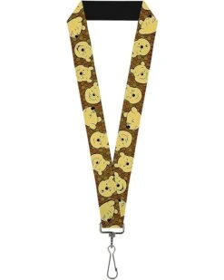 Buckle-Down Unisex Adults Lanyard - 1.0 Winnie The Pooh Expressions/Honeycomb Black/ Key Chain, Multicolor, One Size US