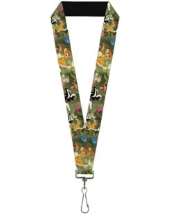 Buckle-Down Unisex-Adult's Lanyard-1.0"-Bambi & Friends Scene, Multicolor, One-Size