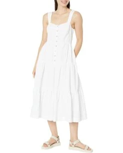 Madewell Suzette Seamed Bodice Tiered Midi Dress