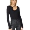 Michael Lauren Stark Long Sleeve Asymmetrical Keyhole Cutout Top