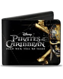 Buckle-Down Men's PIRATES OF THE CARIBBEAN DEAD MEN TELL NO TALES Skull Accessory, Pirates Of The Caribbean Dead MEN TELL No TALES Skull Icon Black/Silvers/Golds, Standard Size