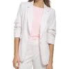 DKNY Ruched Sleeve One-Button Blazer