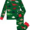 Hatley Kids Festive Dinos Organic Cotton PJ Set (Toddler/Little Kids/Big Kids)