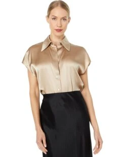 Vince Cap Sleeve Ruched Back Blouse