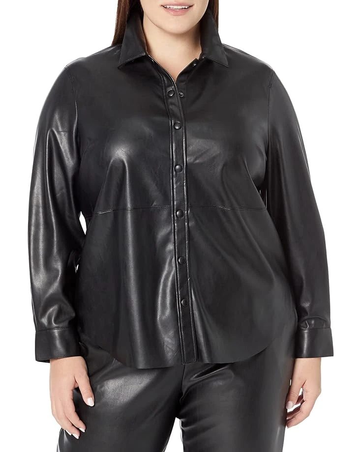 NIC+ZOE Plus Size Faux Leather Shirt 3 NIC+ZOE Plus Size Faux Leather Shirt