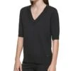 DKNY Short Sleeve V-Neck Sweater