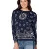 Elliott Lauren Crew Neck Bandana Print Sweater
