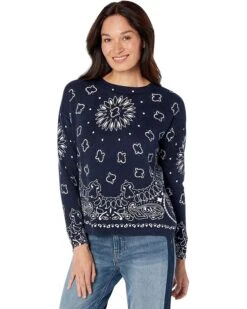 Elliott Lauren Crew Neck Bandana Print Sweater