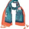 San Diego Hat Company Flamingo Palm Printed Scarf W/ Tassels At Corners
