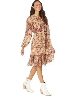 Miss Me Mixed Media Midi Dress With Crotchet Trim