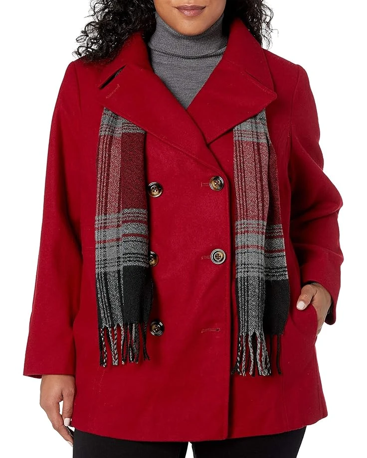 London Fog Women's Double Breasted Peacoat With Scarf 3 London Fog Women's Double Breasted Peacoat With Scarf