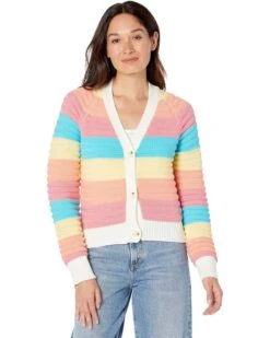 English Factory Rainbow Striped Knit Cardigan