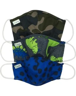 KIKO & MAX Boys' Kids Assorted 3-Pack Face Mask Cover, Unicorn/Rainbow/Pink Leopard, M Ages 5-8