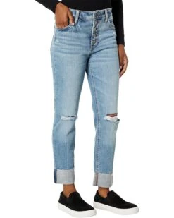 KUT From The Kloth Catherine High-Rise Fab Boyfriend Button Fly Roll Cuff In Vanish