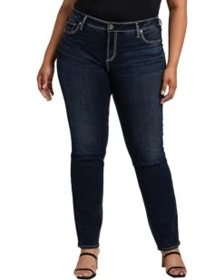 Silver Jeans Co. Plus Size Elyse Mid-Rise Straight Leg Jeans W03403EDB441